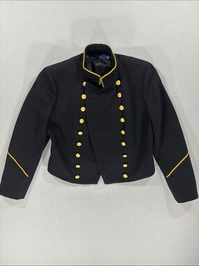 Vintage Polo by Ralph Lauren wool Black Cropped Military Jacket with Gold Trim 6